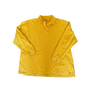 Baw Yellow Polo Shirt Long Sleeve Athletic Wear Cotton 2XL